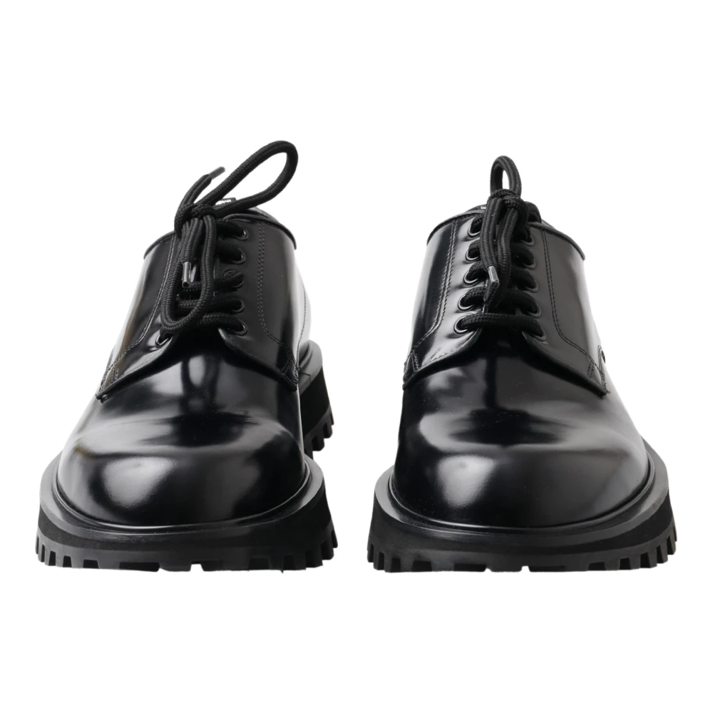 Dolce & Gabbana Zwarte Lakleren Veterschoenen voor Heren Black Heren