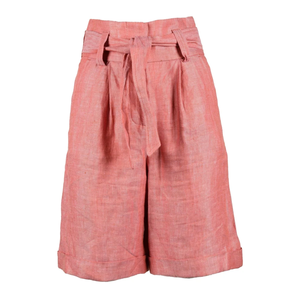 PESERICO Linnen Bermuda Shorts Pink Dames