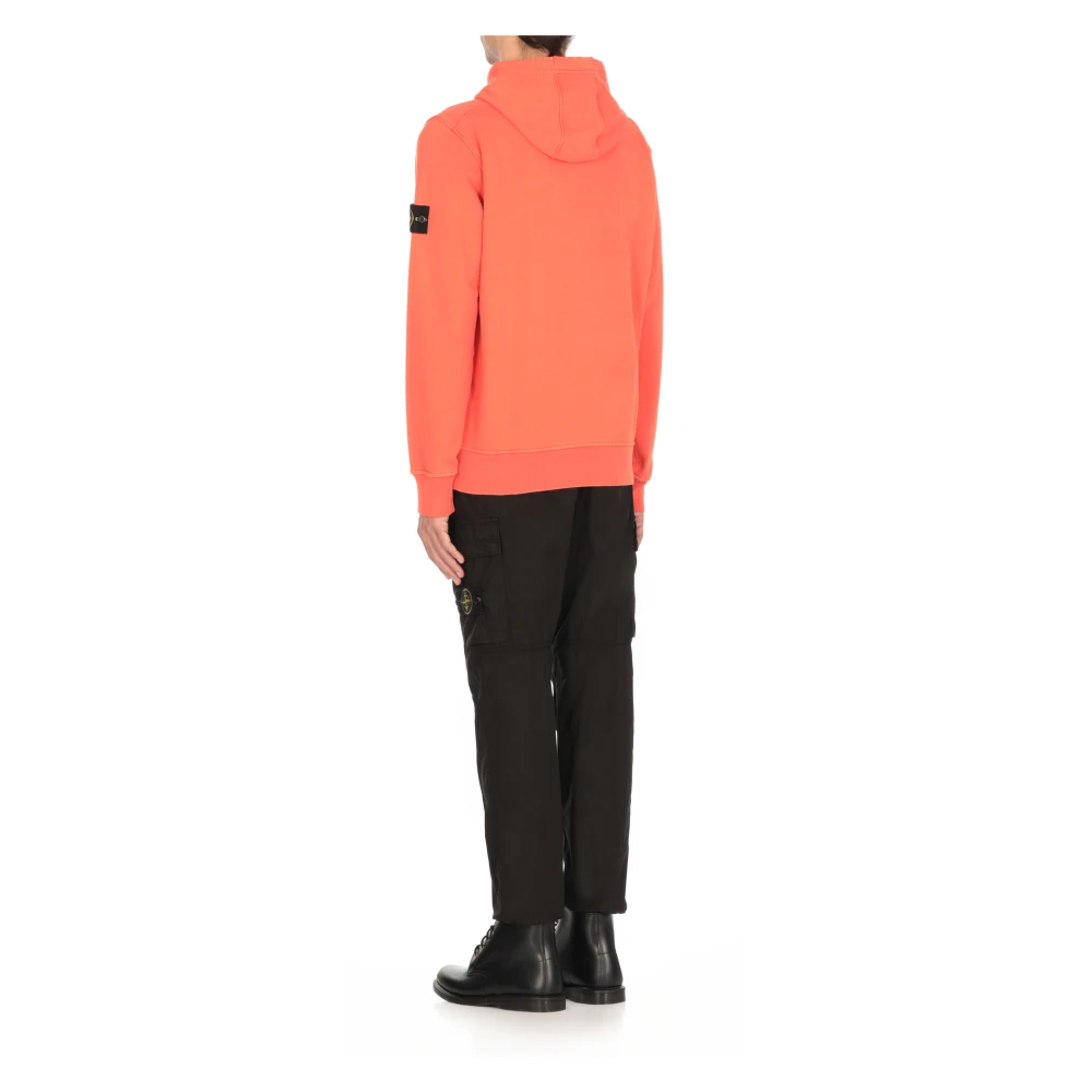 Stone Island Oranje Katoenen Hoodie met Logopatch Orange Heren