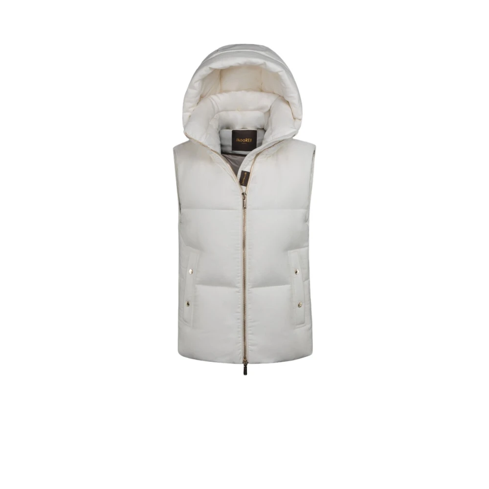 Moorer Women's Beige Waistcoats, M, Medium-Length Down Vest