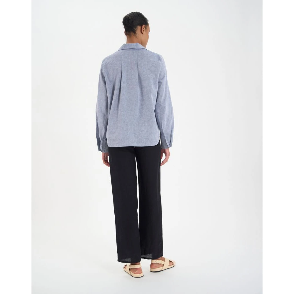 Ines De La Fressange Paris Noa top in denimblauwe linnenmix Blue Dames