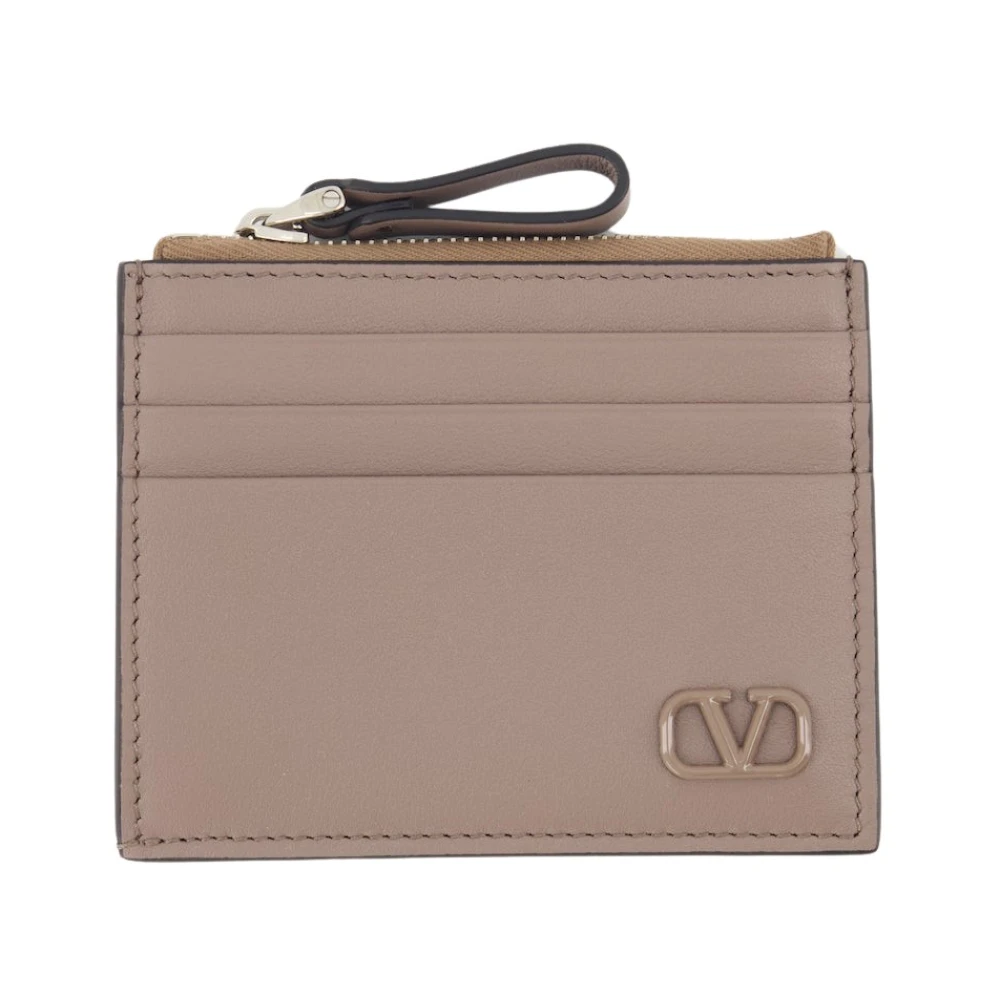 Valentino Garavani Grained Leather VLogo Plånbok Beige, Herr