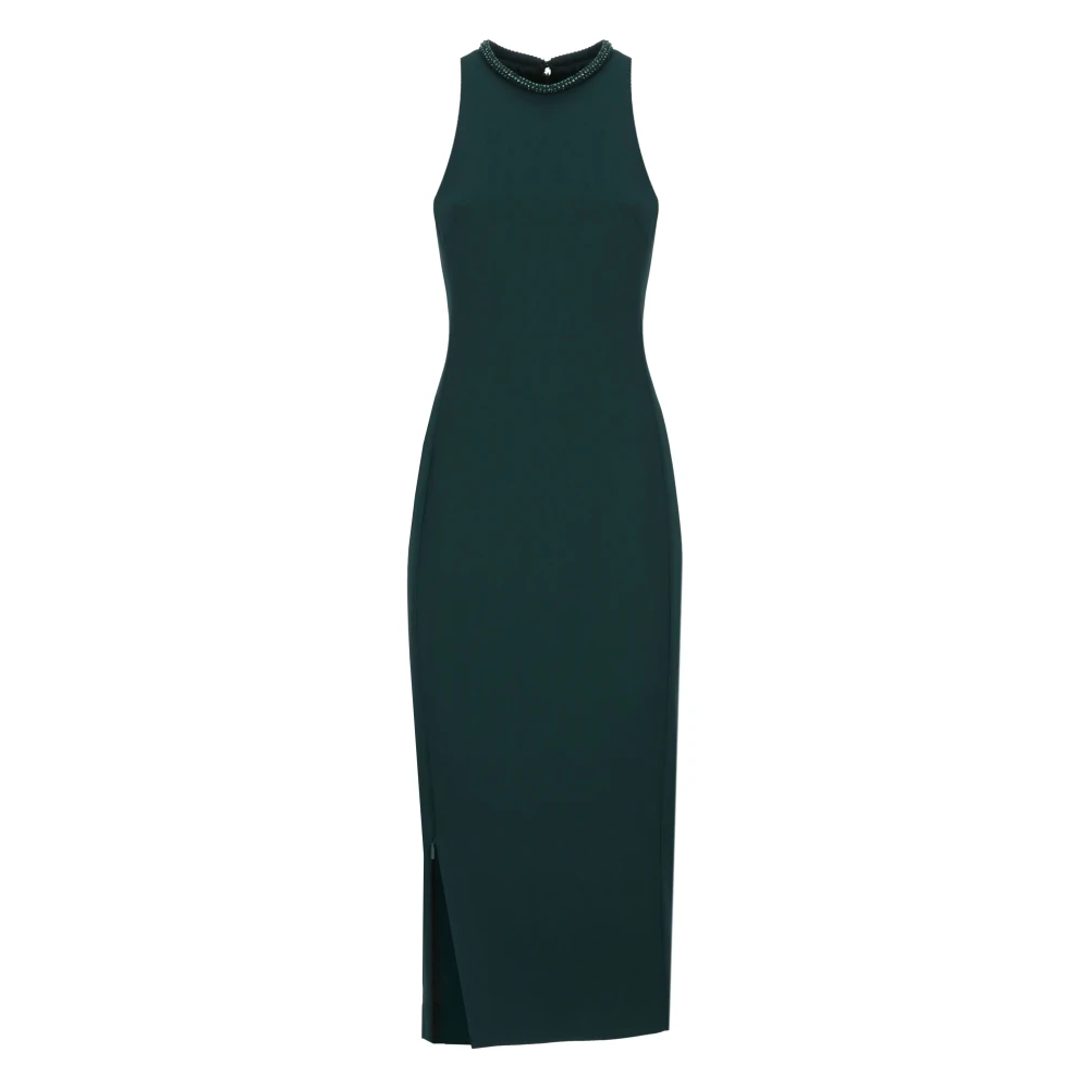 Pinko Groene Viscose Jurk met Strass Detail Green Dames