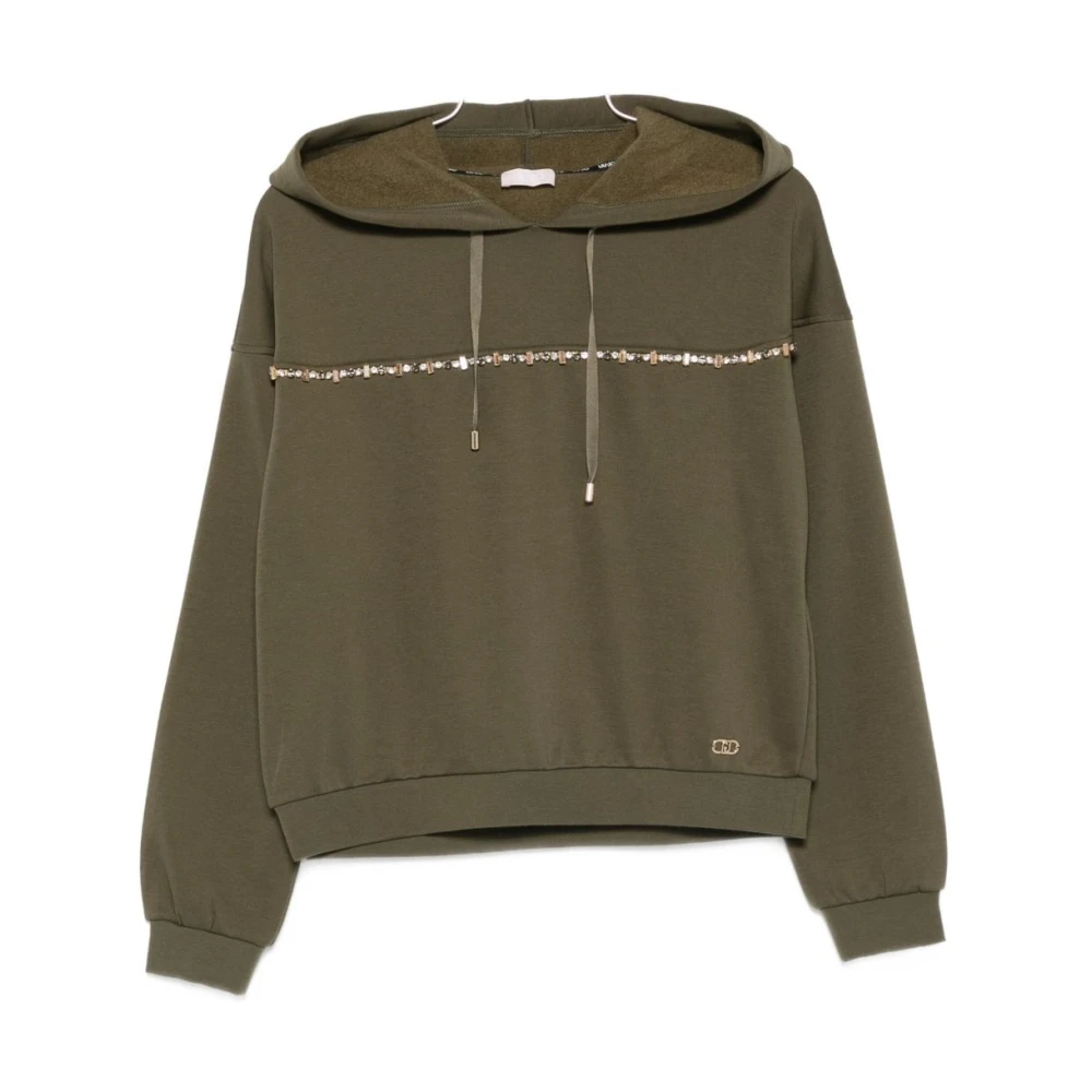 Liu Jo Vrouw Groente Groene Hoodie Met Versierde Band