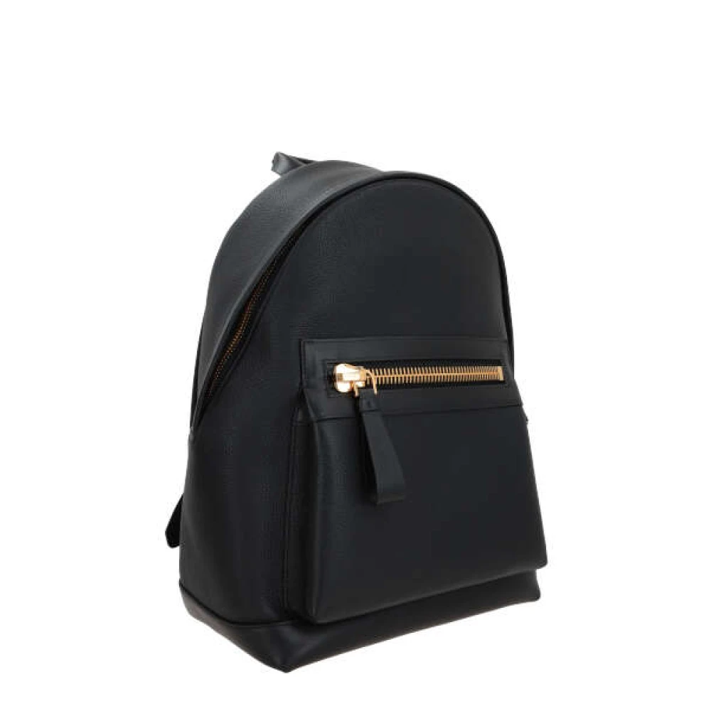 Tom Ford Zwarte leren rugzak met gouden hardware Black Heren