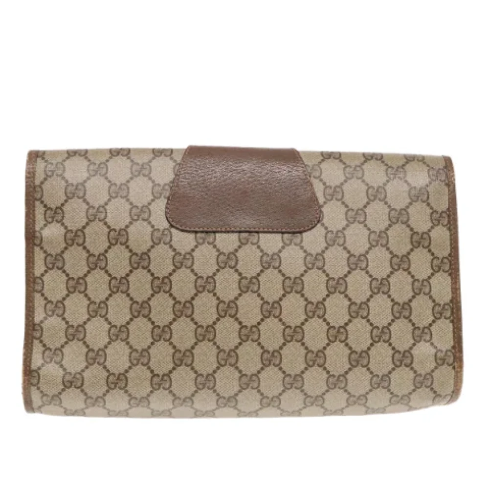 Gucci Vintage Pre-owned Leather clutches Beige Dames