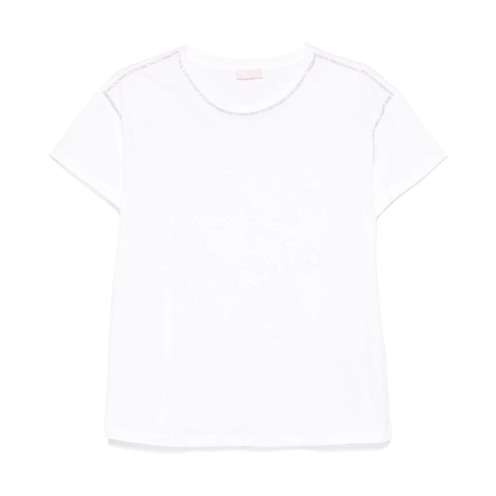 Liu Jo Witte Crewneck T-shirt met Strass White Dames