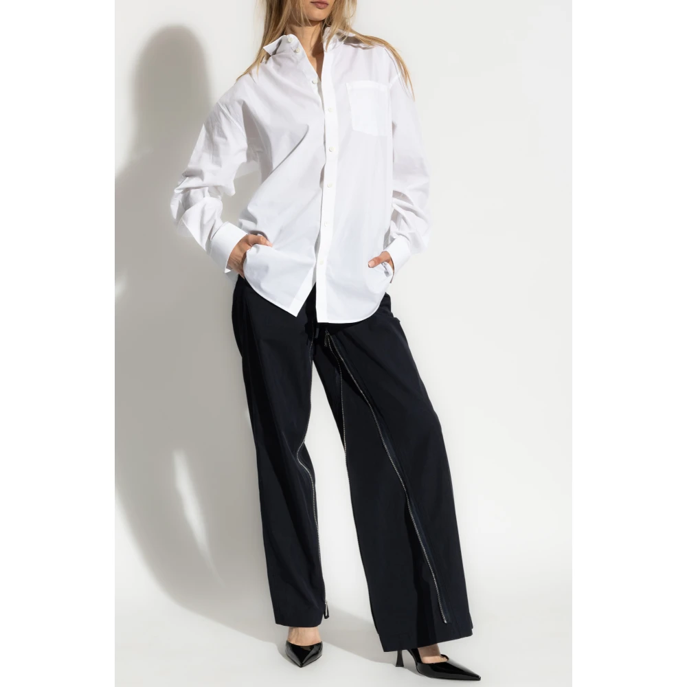 Helmut Lang Broek met ritsen aan de benen Blue Dames
