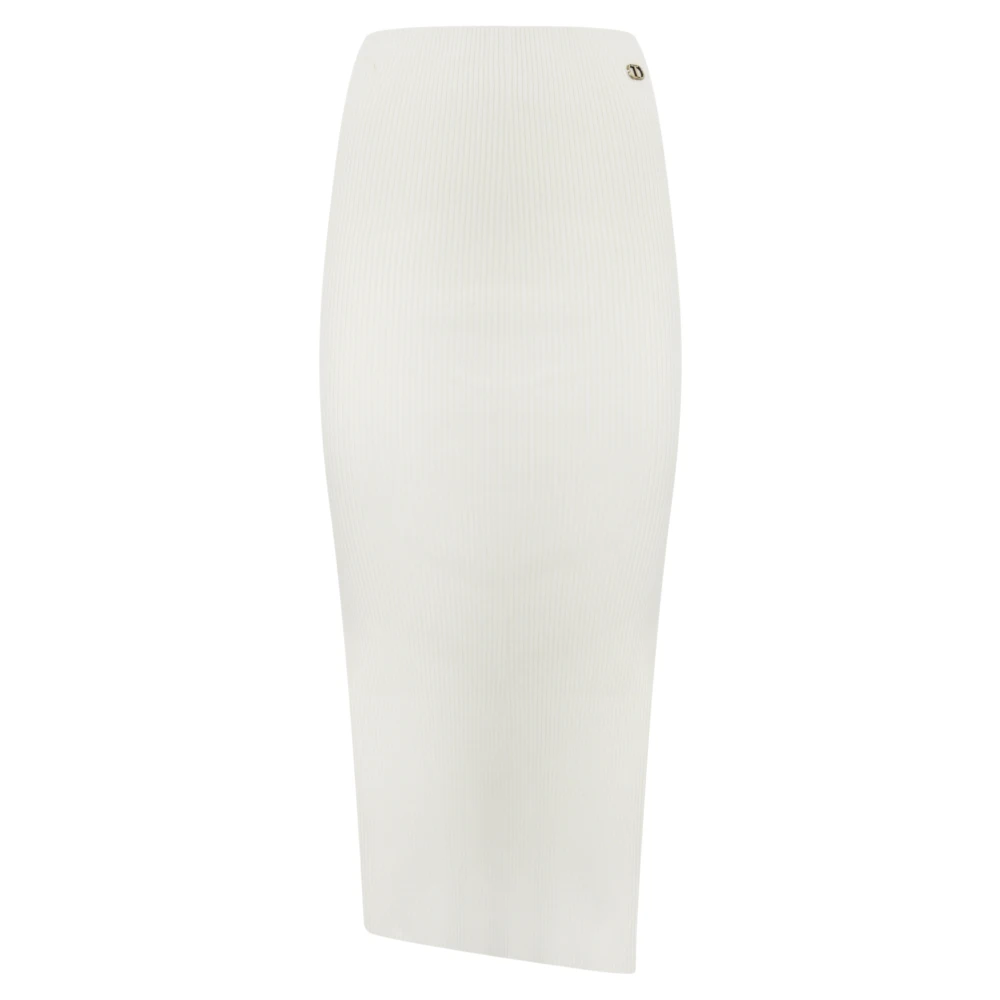 Twinset Geribbelde Viscose Rok White Dames