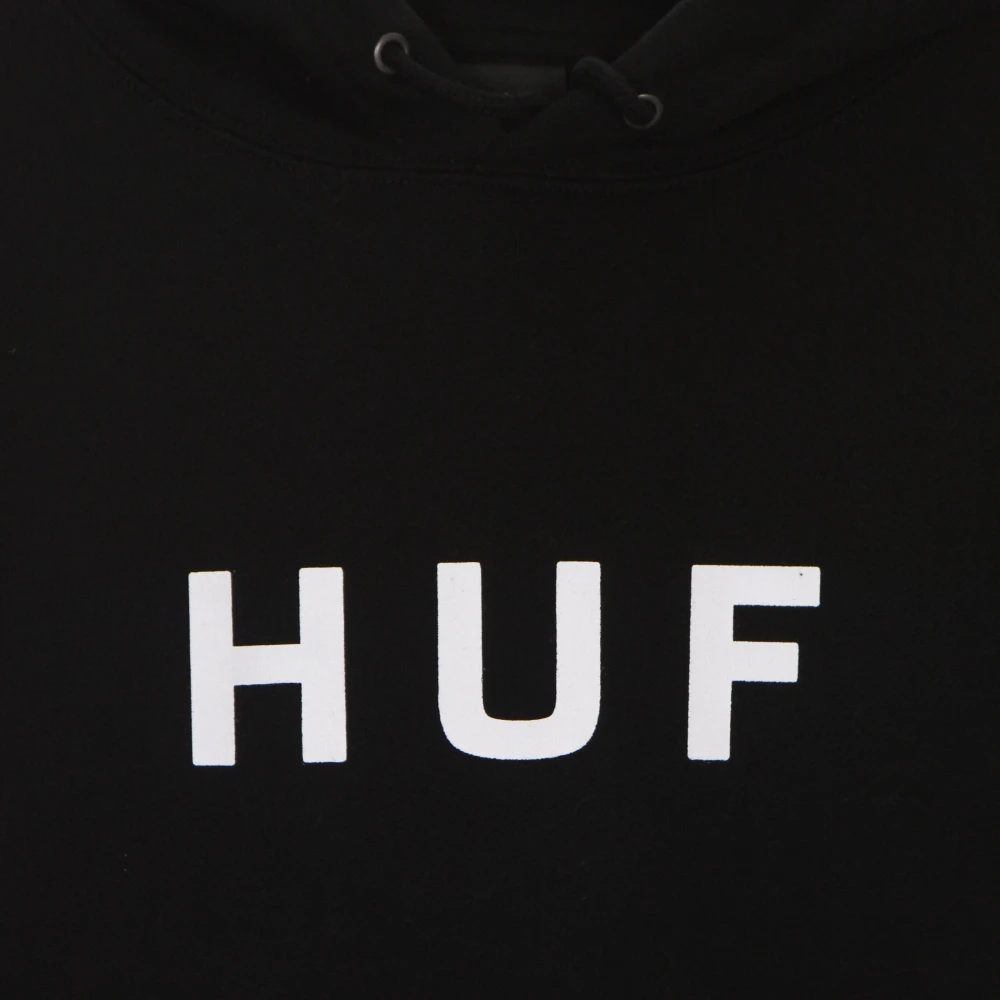 HUF Zwart Logo Hoodie Lange Mouw Black Heren