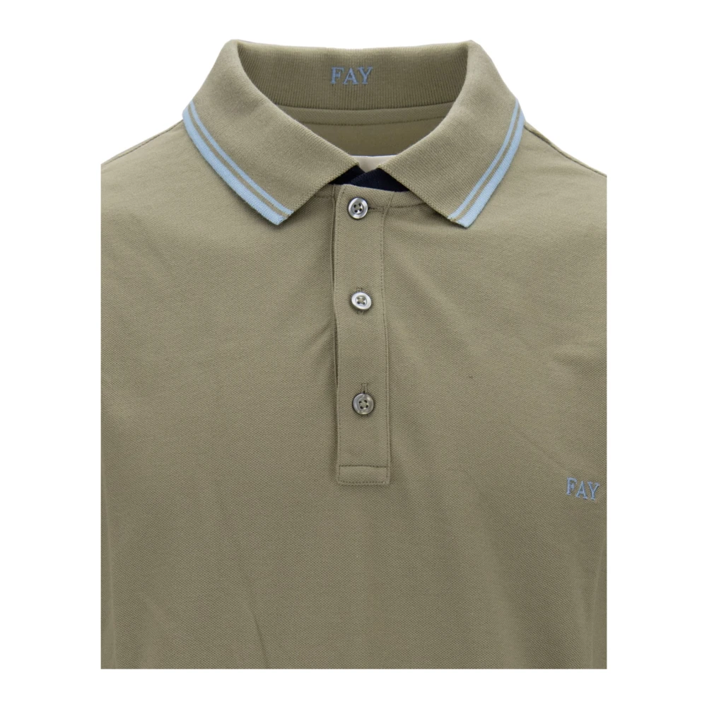 Fay Heren Button Polo Shirt Green Heren
