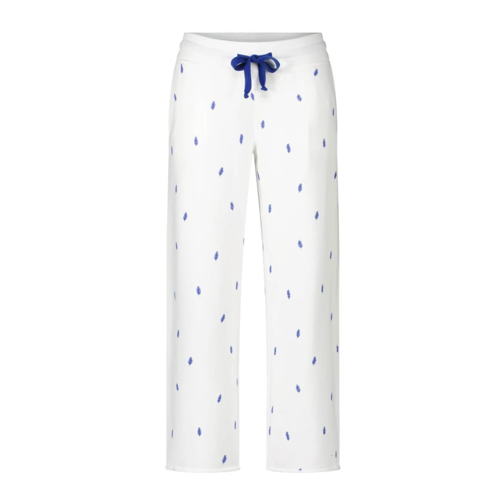 Juvia Relaxte pasvorm Vrijetijdsbroek met veerprint White Dames