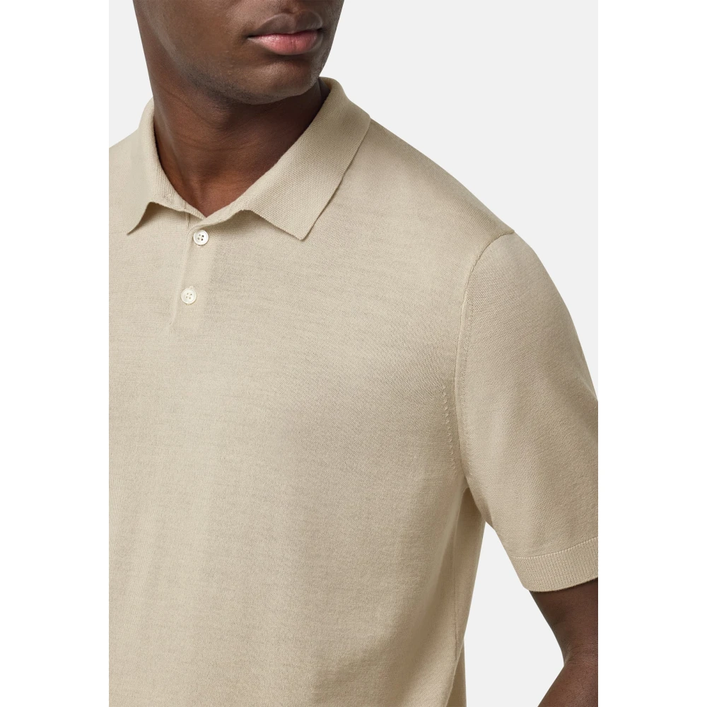 Boggi Milano Gebreide Merino wollen poloshirt Beige Heren