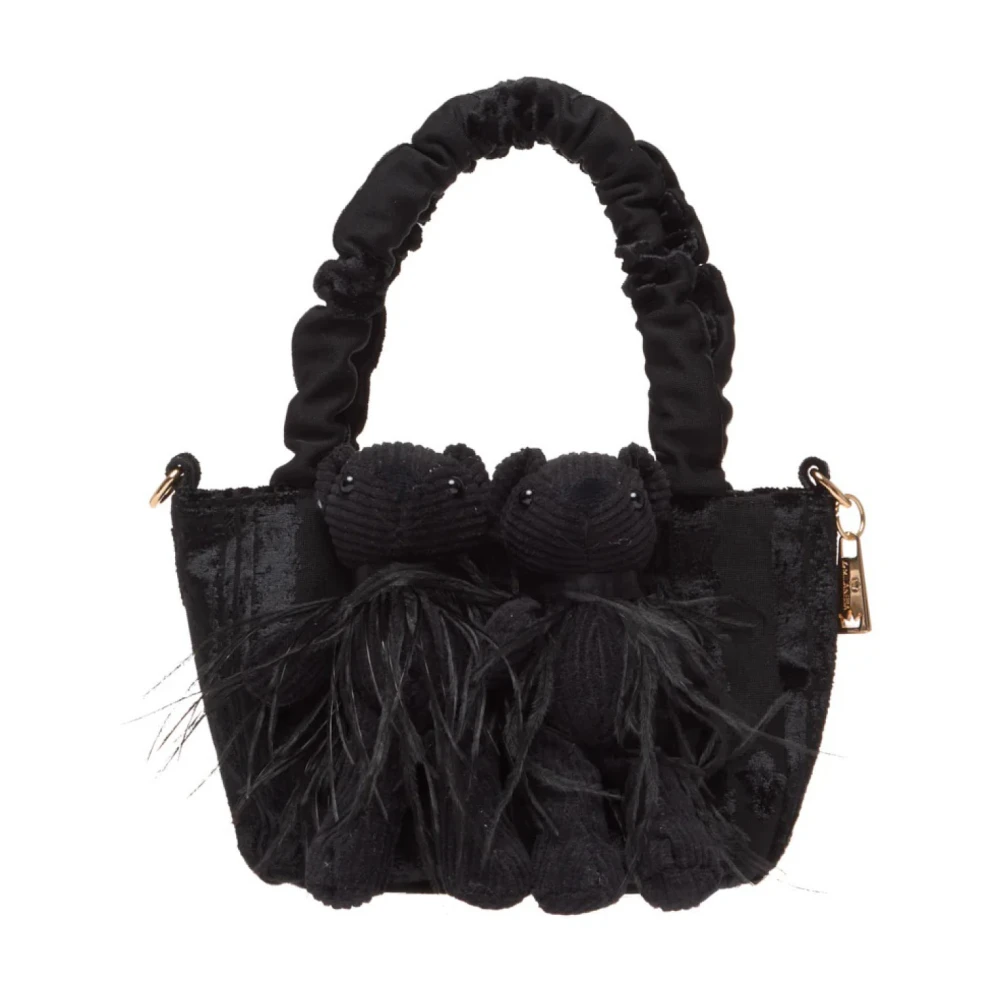 La Milanesa Zwarte stoffen en fluwelen handtas Black Dames
