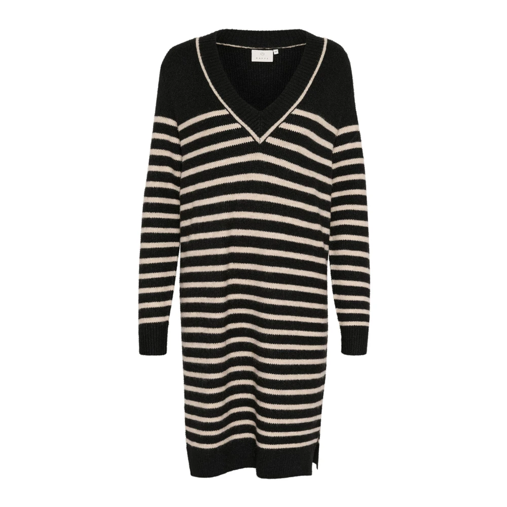 Kaffe Gestreepte Gebreide Jurk Black Dames