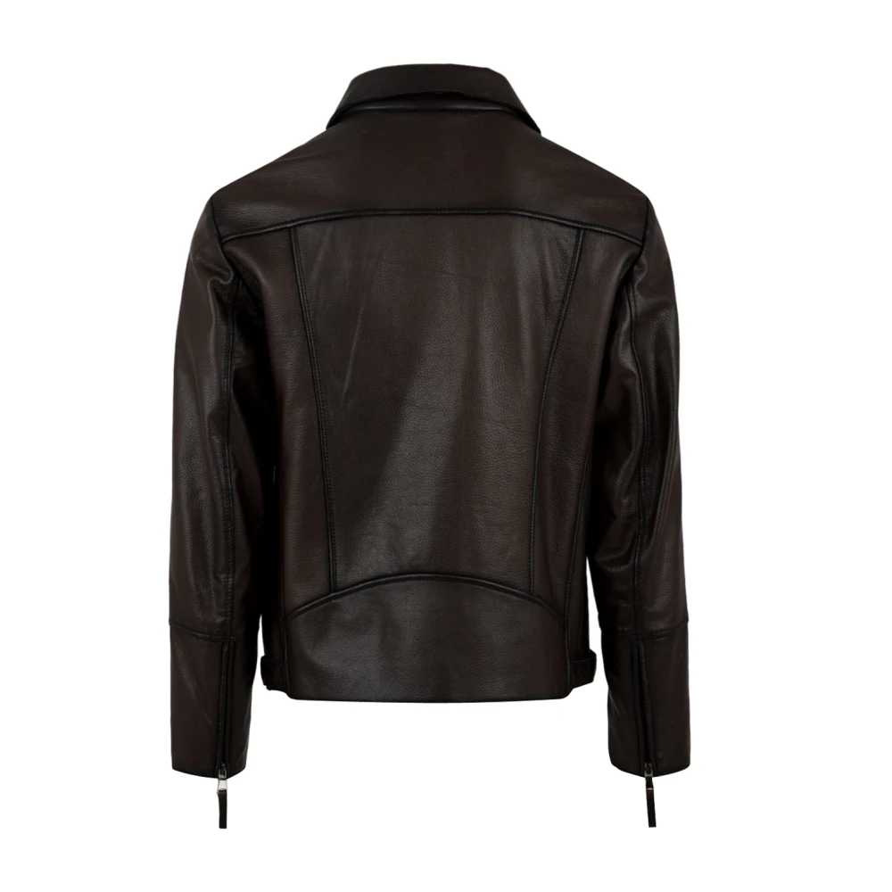 The Jack Leathers Leren jassen met dubbele ritssluiting en voorzakken Brown Heren