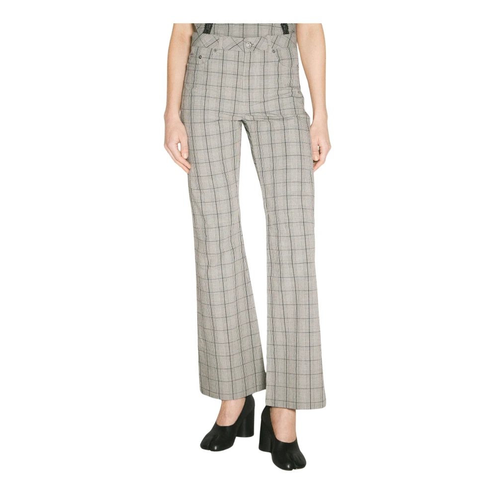 Our Legacy Women's Gray Check Motif Moto Cut Pants
