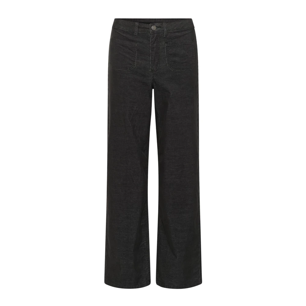 Kaffe Women's Black Oyster Straight-Leg Trousers - Wide Jeans - S - Jeans