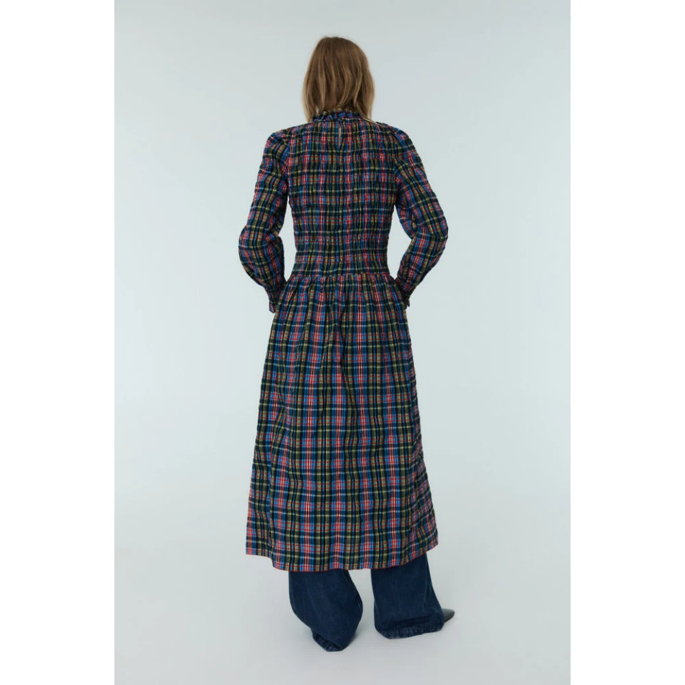 The New Society Ruby Dusk Tartan Ruffle Jurk Multicolor Dames