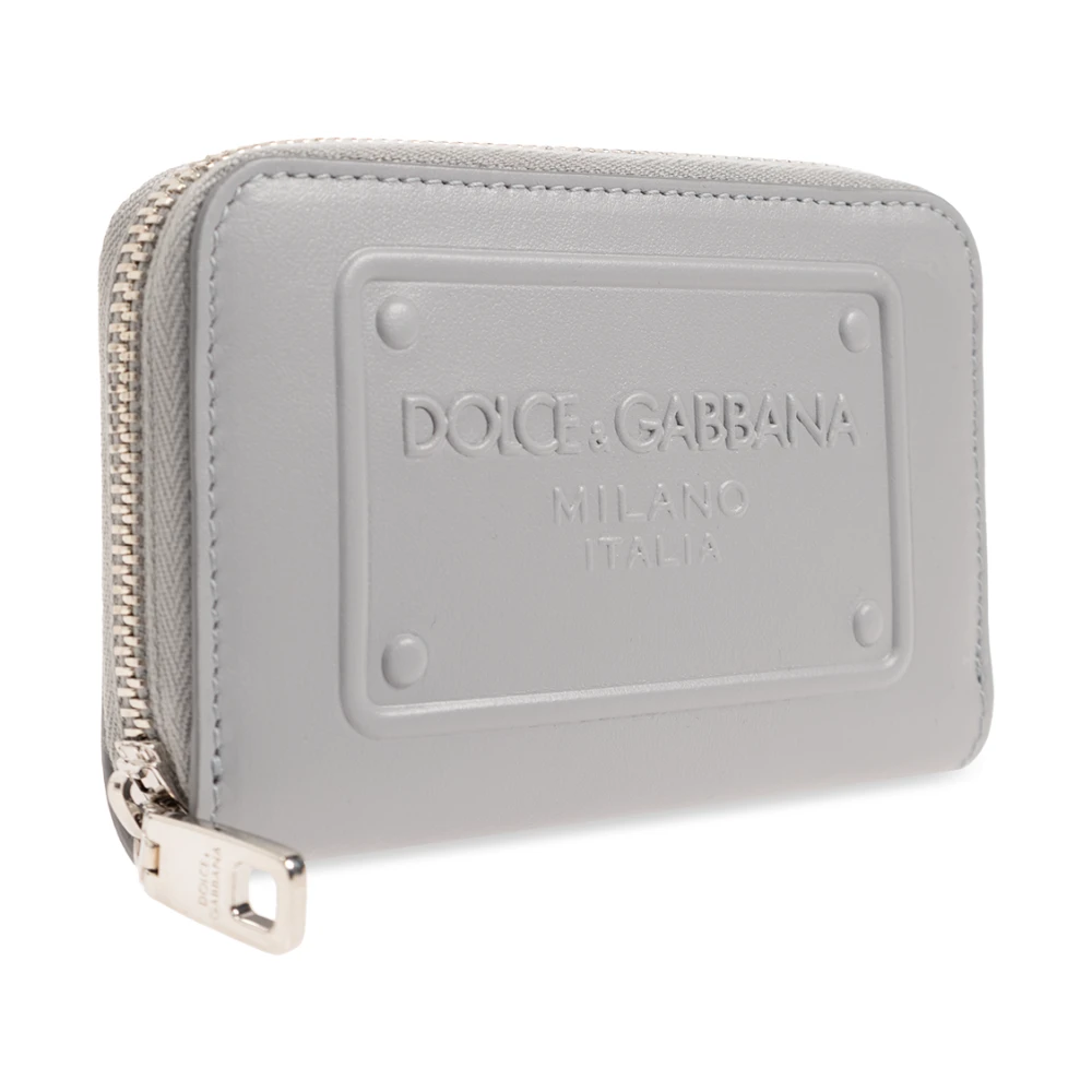 Dolce & Gabbana Leren portemonnee met logo Gray Heren