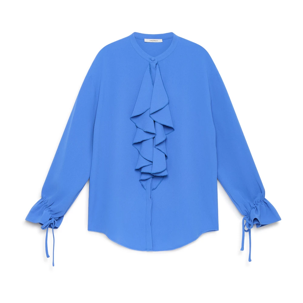 Maliparmi Women's Blue Blouses, Xl, Sablè Crepe Shirt