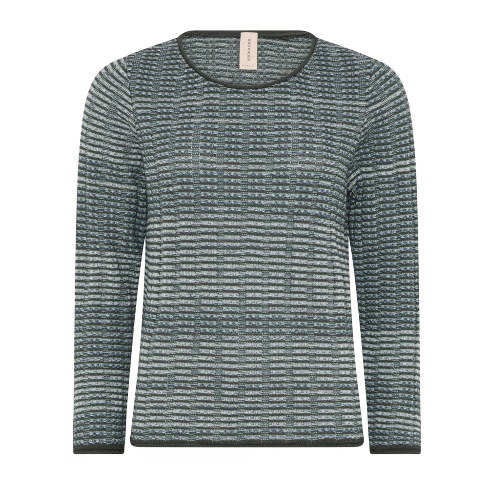 Skovhuus Multicolor O-Neck Pullover Blouse Agave Blue Dames
