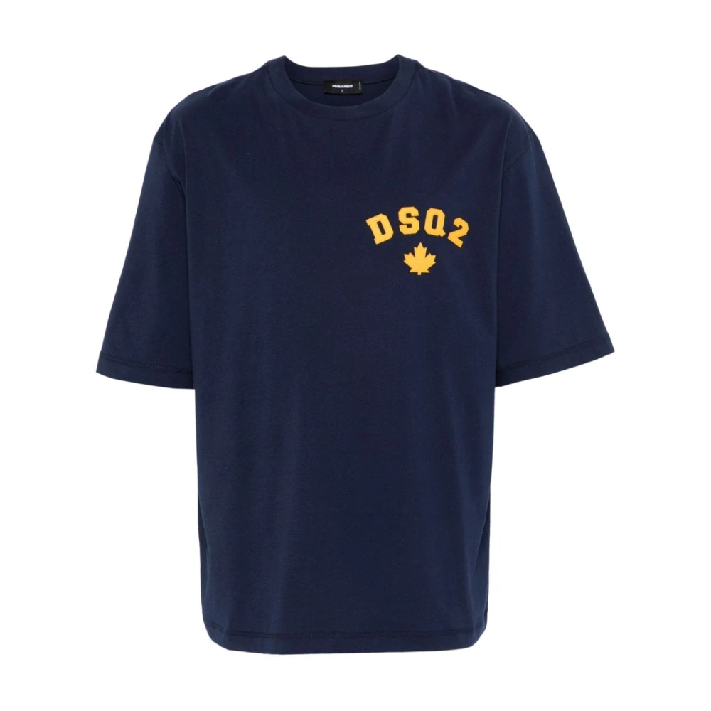 Dsquared2 Blauw Logo Patch Crew Neck T-shirt Blue Heren