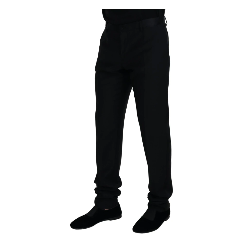 Dolce & Gabbana Elegante Zwarte Wollen Broek Black Heren