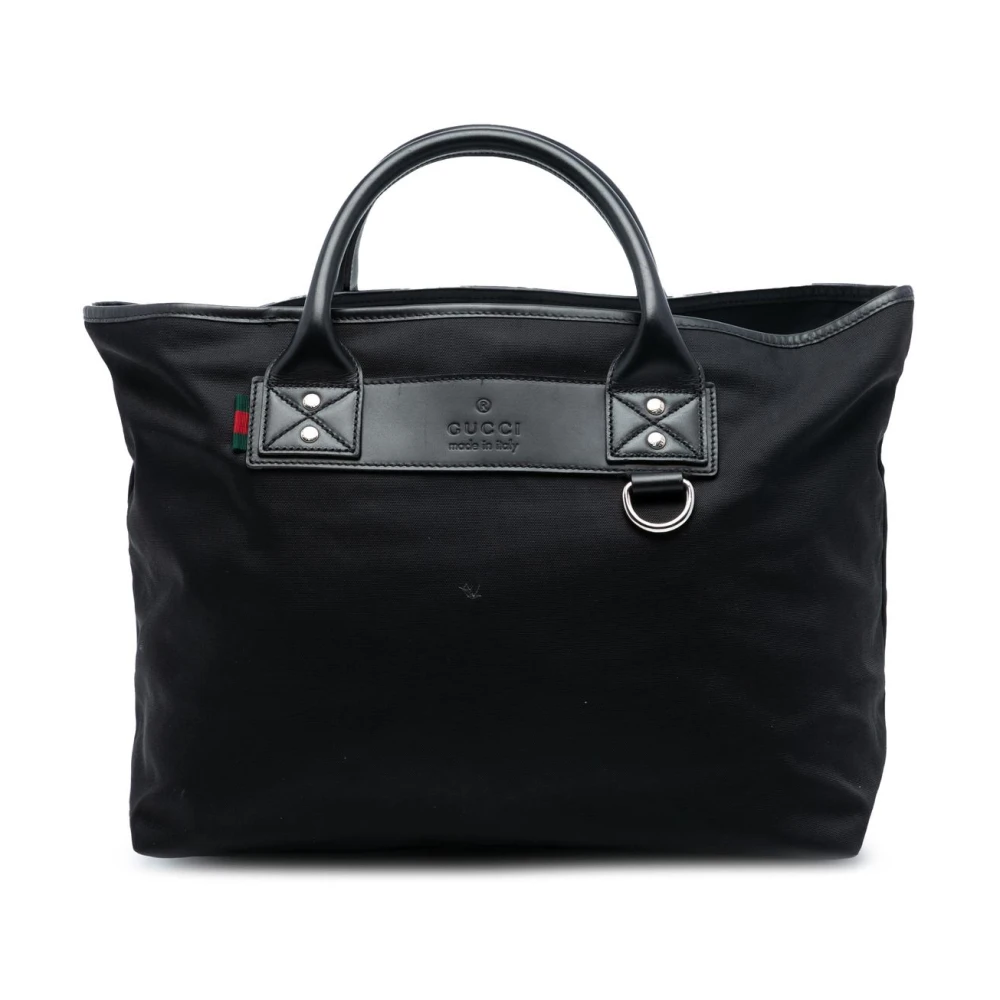 Gucci Vintage Women's Black Pre-Owned Canvas Tote Bag