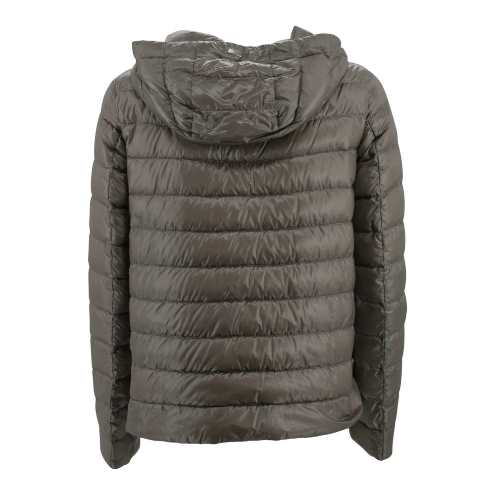 Herno Hooded jas met drukknoopsluiting Brown Dames