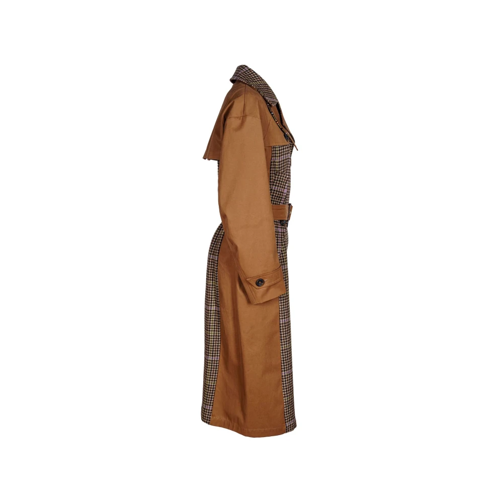 bazar deluxe Lange trenchcoat met riem kameel katoen Brown Dames