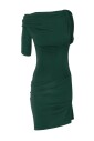 robe-mini-drapee-vert-fonce