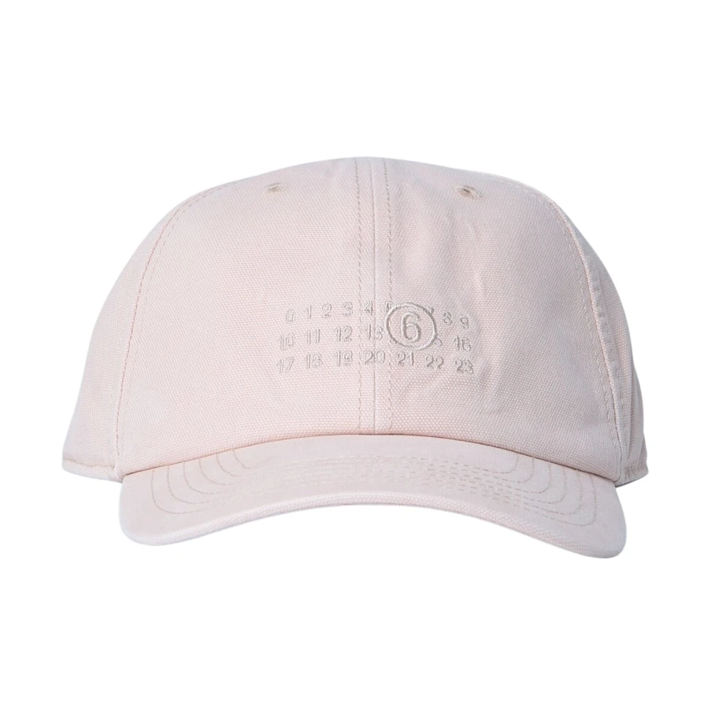 Mm6 Maison Margiela Unisex Pink Hats & Caps, M, Embroidered Cotton Baseball Cap