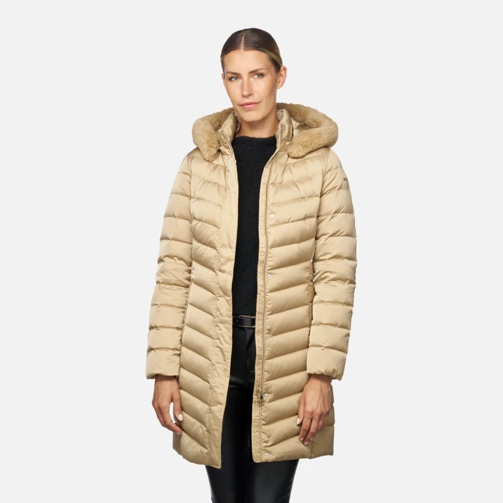 Geox Stijlvolle Armagnak Mantel voor Mannen Beige Dames