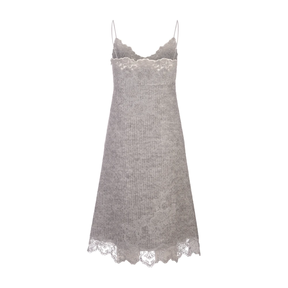Ermanno Scervino Grijze Gebreide Korte Lingeriejurk Gray Dames