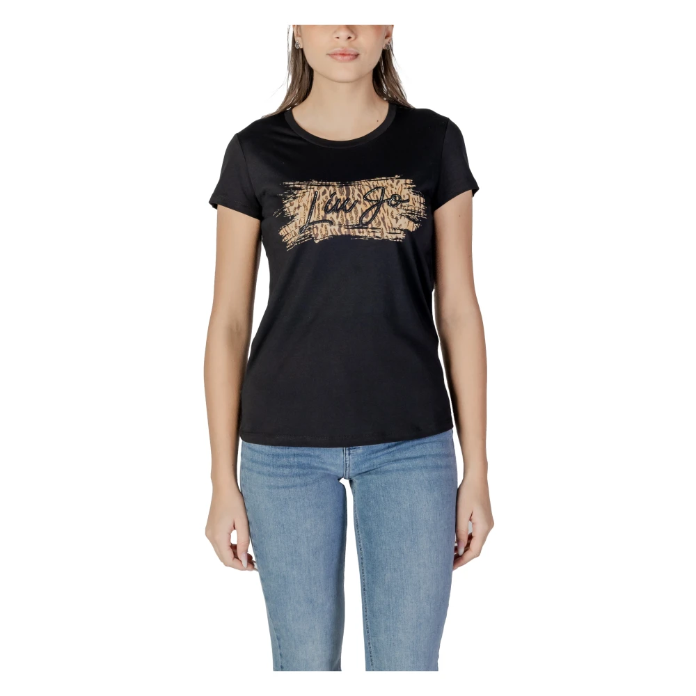 Liu Jo Katoenen T-shirt met korte mouwen Lente Zomer Black Dames