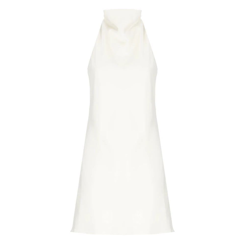 Rotate Birger Christensen Ivoor Mouwloze Ronde Hals Jurk Beige Dames