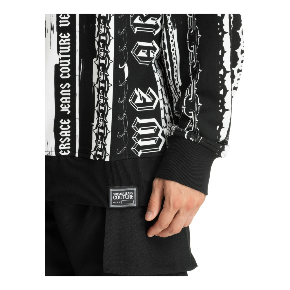 Versace Jeans Couture Abstracte Strepen Logo Sweatshirt Black Heren