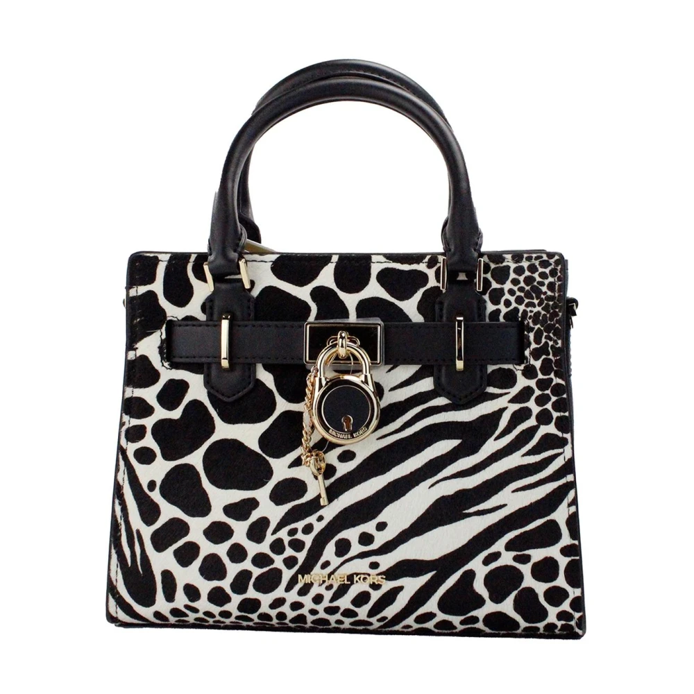 Michael Kors Elegante Haircalf Leren Satchel Crossbody Tas Black Dames