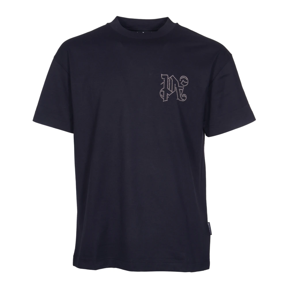 Palm Angels Katoenen T-shirt met geborduurd monogram Black Heren