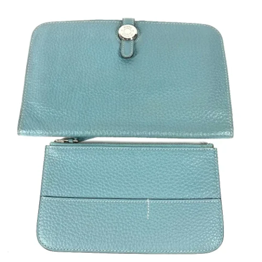 Hermès Vintage Pre-owned Leather wallets Blue Dames