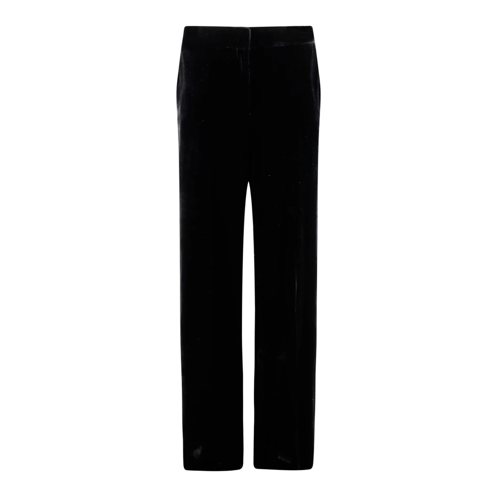 P.a.r.o.s.h. Fluweel Hoge Taille Zwarte Broek Black Dames