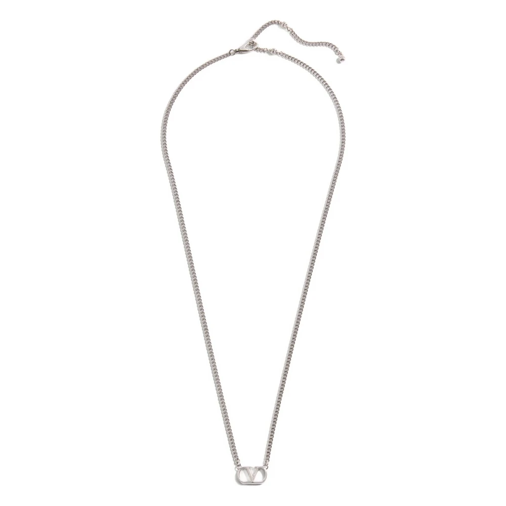 Valentino Garavani Men's Gray Vlogo Signature Metal Necklace