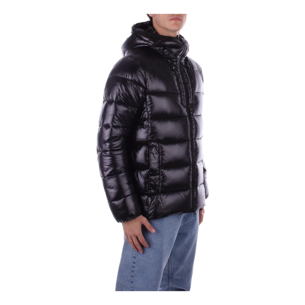 Save The Duck Zwarte Hoodie met zijlogo-rits Black Heren