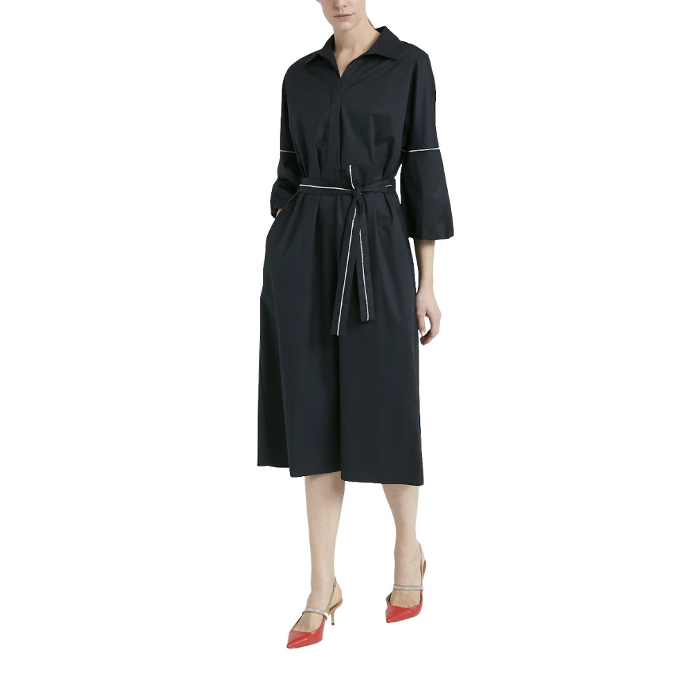 PESERICO Gedraaide katoenen chemisier midi jurk Blue Dames