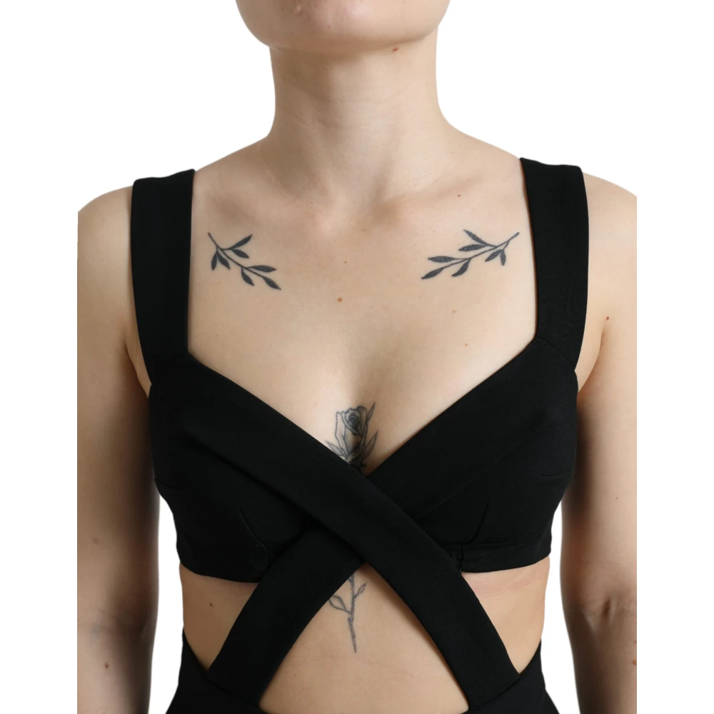 Dolce & Gabbana Zwart Bodycon Midi Jurk Black Dames