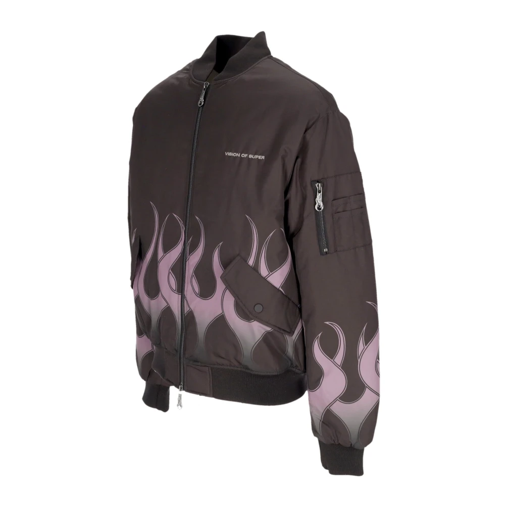 Vision OF Super Flames Bomberjack Zwart Paars Brown Heren