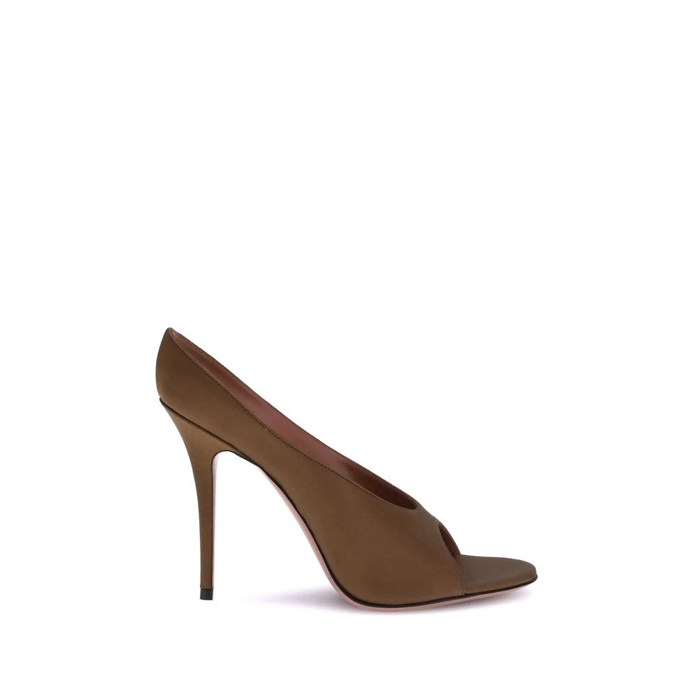 Amina Muaddi Femme Marron Chaussures, Brun, Taille: 36 Eu Sandales Satin Anok