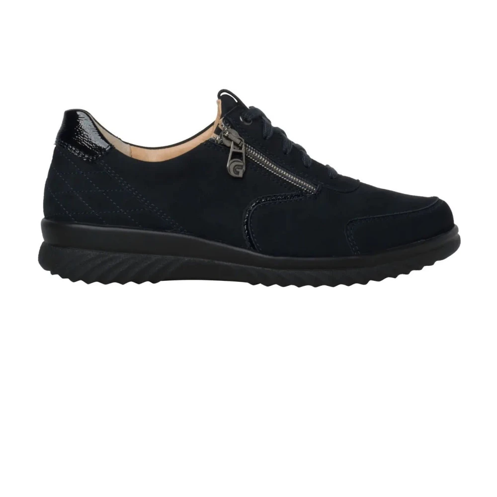 Ganter Blauwe Wijde Sneaker Comfortabel Nubuck Dames Schoenen