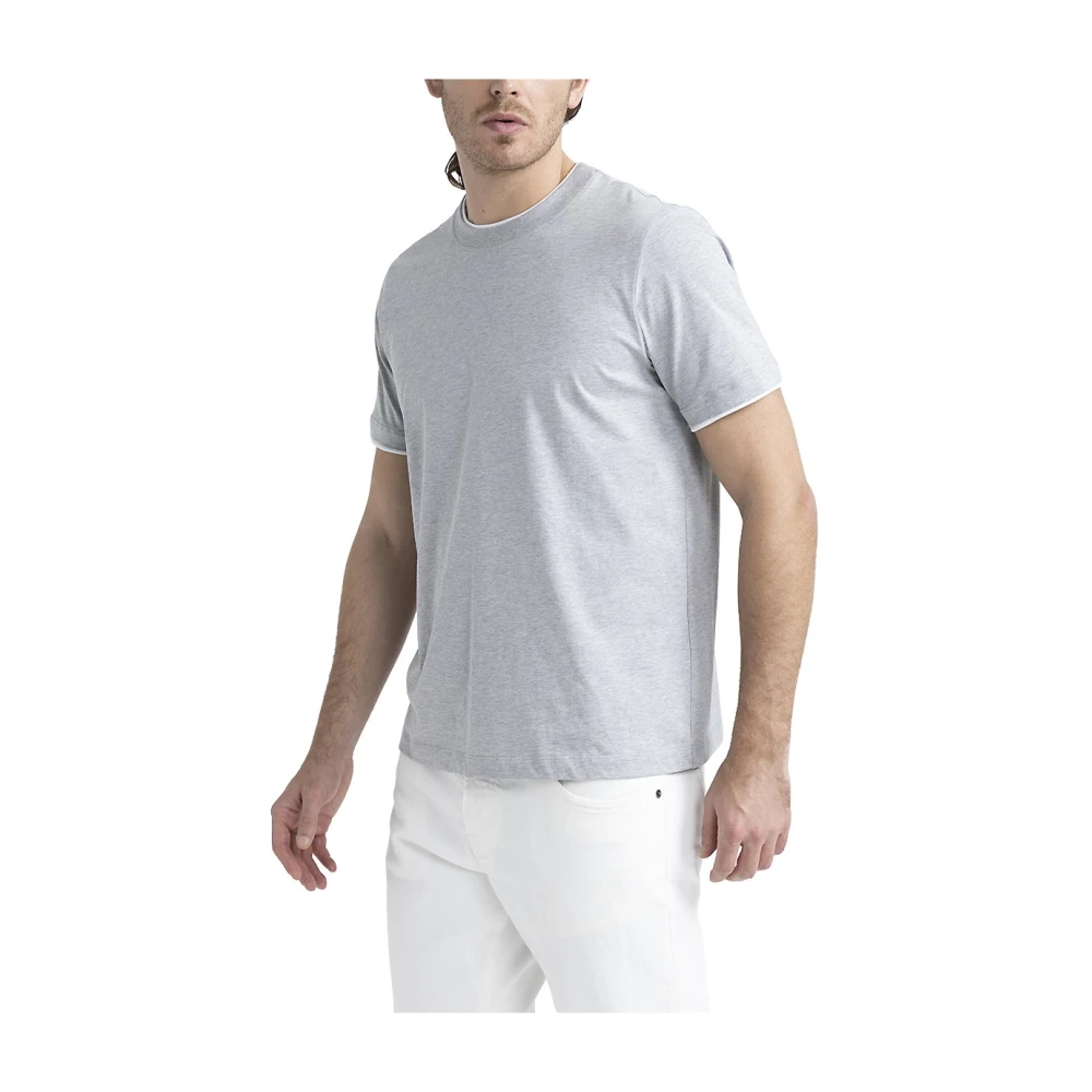 PESERICO Zachte zuivere katoenen jersey T-shirt Gray Heren
